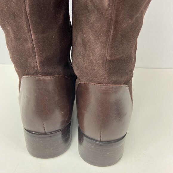 Coldwater Creek Chocolate Brown Leather & Suede Mid Calf Boot, size 6 - Picture 6 of 15